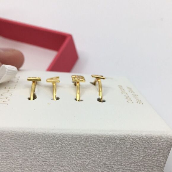 NIB Rachel Zoe Sterling Silver Vermeil Cubic Zirconia Mama Stacking Rings Sz 7 - Picture 7 of 11